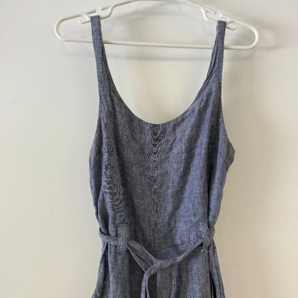 Rachel Zoe Blue Linen Wide Leg Jumpsuit - Picture 6 of 11